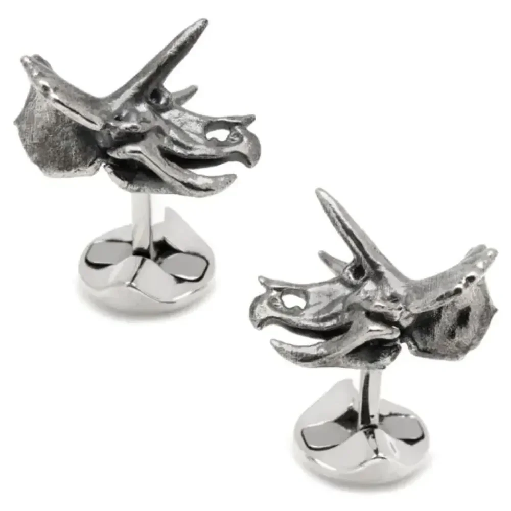 Velociraptor Dinosaur Skull Sterling Silver Cufflinks